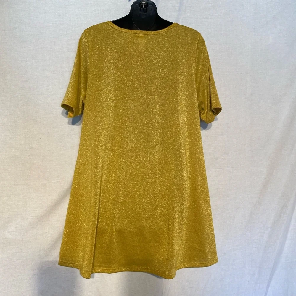 LulaRoe metallic yellow tunic dress top - Picture 2 of 7
